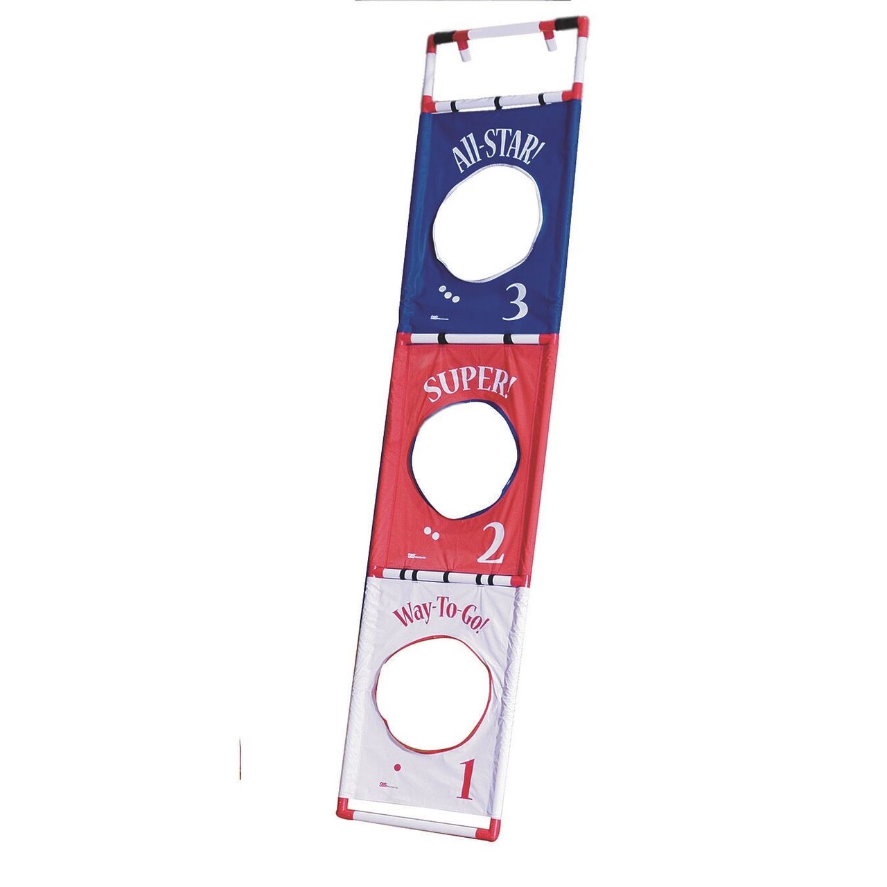 S&S Worldwide Hanging Hoop Target. 12 Foot High Target Works with Any Rim. Easy On, Easy Off. Durable PVC Construction. Great for PE, Summer Camps, Recess and After School Programs.